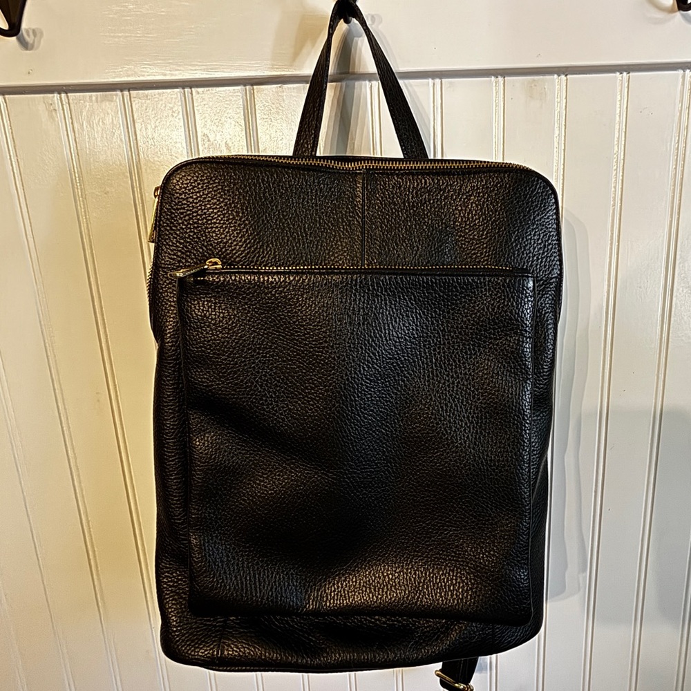 Vera Peele Black Genuine Leather Women’s Purse Backpack